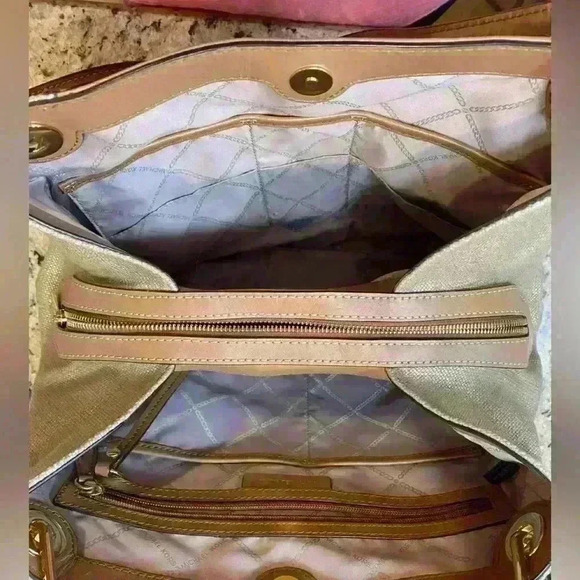 Michael Kors Canvas Leather Tote Shoulder Bag - Picture 6 of 11